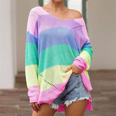 Amazon.com: Rainbow Oversized Sweater.